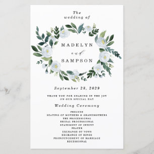 Elegante programa de matrimonio rústico con flores