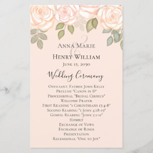 Elegante programa de matrimonio simple para Rosas