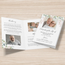 Elegante Programa de Memorial con Foto Floral para