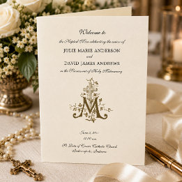 Elegante Programa de Misa de Boda Católica Religio