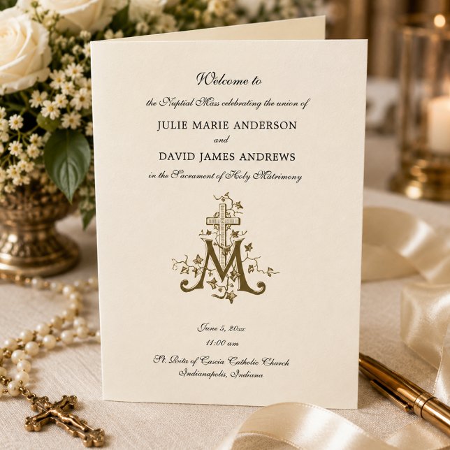 Elegante Programa de Misa de Boda Católica Religio (Subido por el creador)