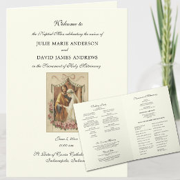 Elegante programa de misa de Bodas católicos flora