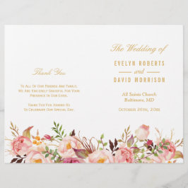 Elegante programa de Moda Gold Floral de boda dobl