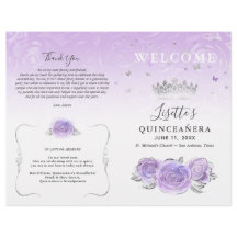 Elegante Programa de Quinceañera de Luz Púrpura Pl