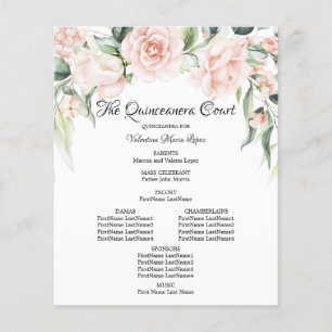 Elegante Programa de Quinceañera Floral Rosa