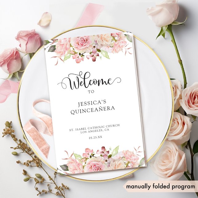Elegante programa de Quinceanera Rosa de Rubor ros (Subido por el creador)