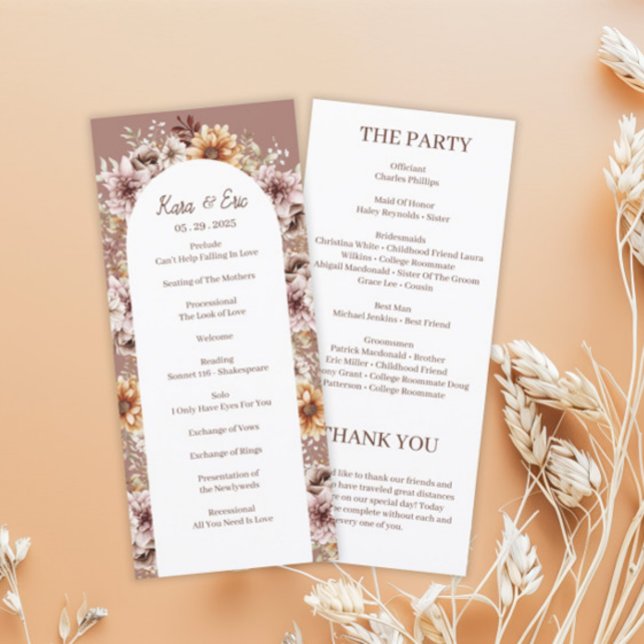 Elegante programa floral de acuarela bohemia (Subido por el creador)