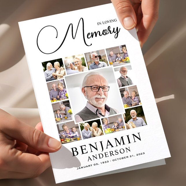 Elegante Programa Funeral de Foto En Memoria Amoro (obituary template,funeral program,order of service,celebration of life,funeral booklet,funeral cards)