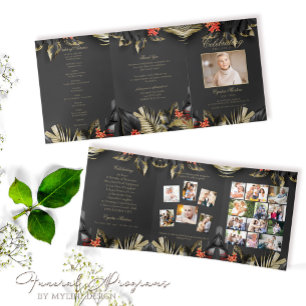 Elegante programa funeral de fotografía floral de 