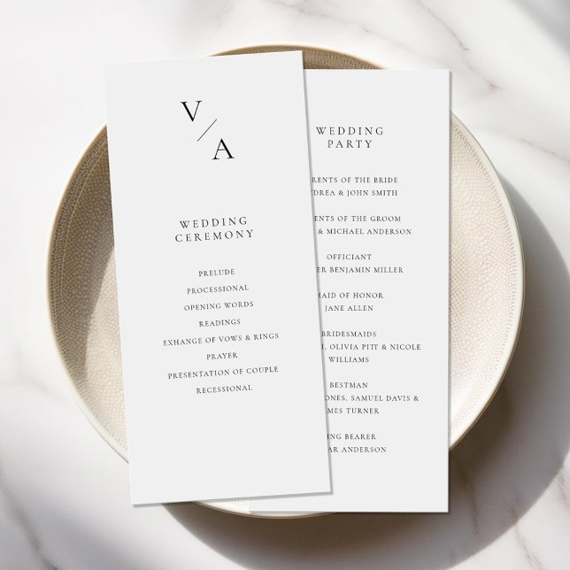 Elegante programa moderno de bodas en monogramas (Subido por el creador)