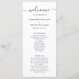 Elegante programa moderno de bodas púrpura