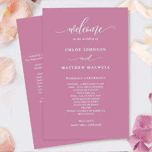 Elegante programa moderno de casamiento rosado