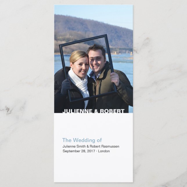 Elegante programa moderno de matrimonio fotográfic (Anverso)