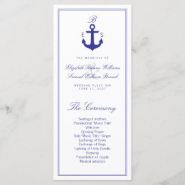 Elegante Programa Nautical Clean Wedding Tarjetas 