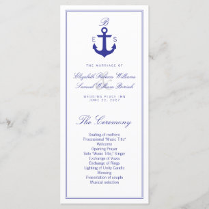 Elegante Programa Nautical Clean Wedding Tarjetas 