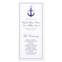 Elegante Programa Nautical Clean Wedding Tarjetas