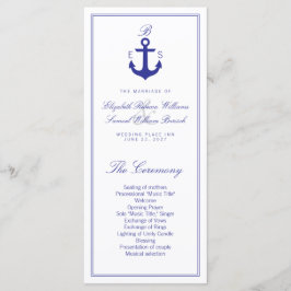 Elegante Programa Nautical Clean Wedding Tarjetas