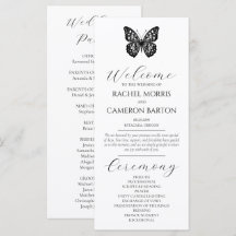 Elegante Programa Negro y Blanco con Mariposa