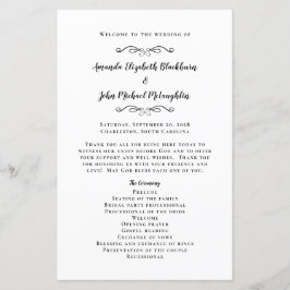 Elegante Programa para Invitados de Boda en Blanco