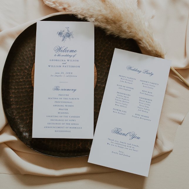 Elegante programa plano de flores azules vintage (Subido por el creador)