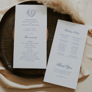 Elegante programa plano de flores azules vintage
