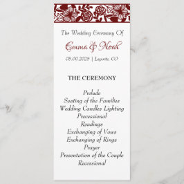 Elegante programa plano maroon-borgoña Boda