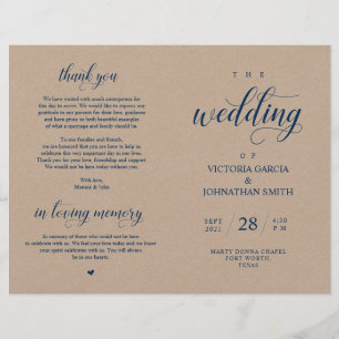 Elegante programa plegable de la ceremonia de Boda