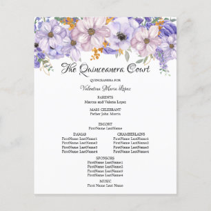 Elegante programa Quinceanera con flores de oro mo