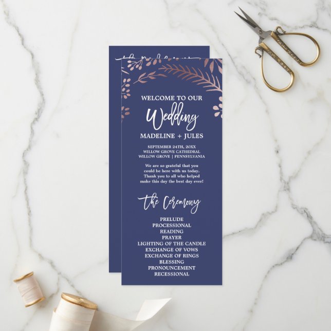 Elegante programa Rosa de Bodas de Oro y Marina (Anverso/Reverso In Situ)