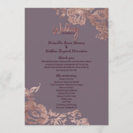 Elegante programa Rosa Gold Floral Purple Wedding