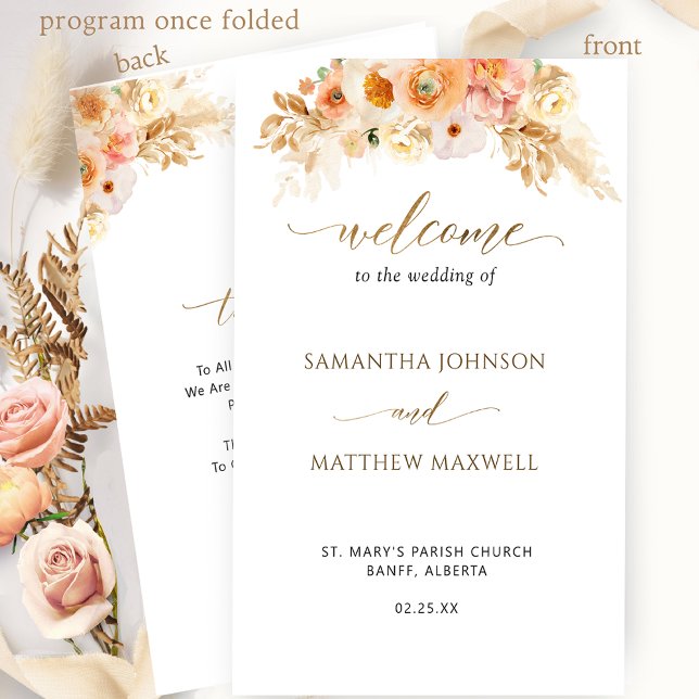 Elegante programa Rubor Floral de bodas plegadas (Subido por el creador)