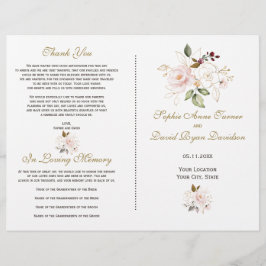 Elegante programa Rubor Gold Flowers Wedding