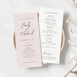 Elegante programa Rubor Pink Simple Wedding