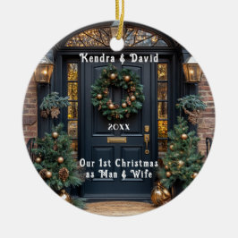 Elegante Puerta Azul Oscuro Ornamentos de oro de c