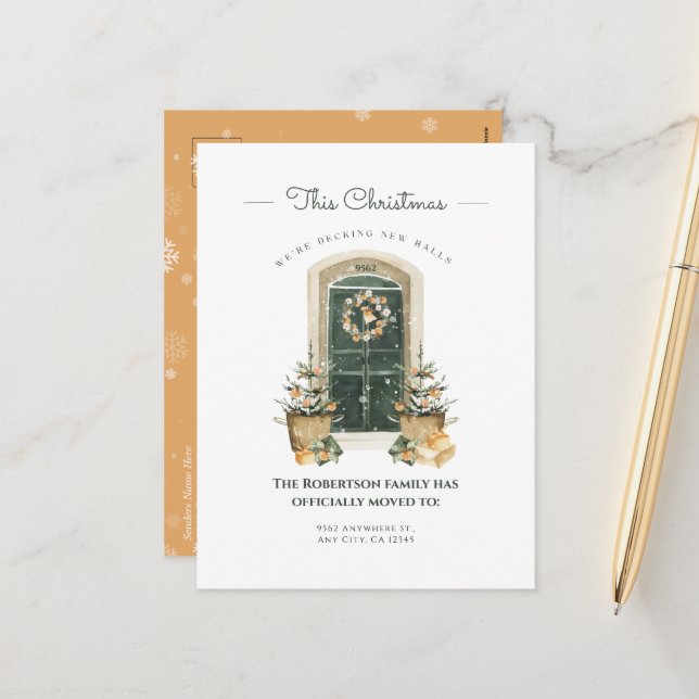 Elegante Puerta Verde Invierno Nueva Invitación Ho (Anverso/Reverso In Situ)