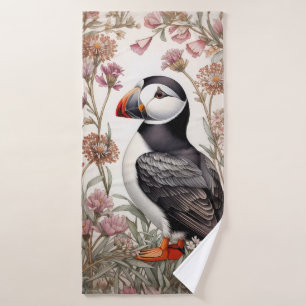Elegante Puffin William Morris inspirado en la flo