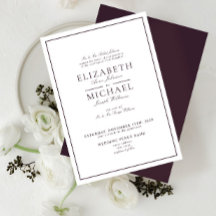 Elegante Purple Classic Script Wedding Invitación