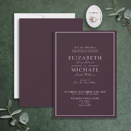 Elegante Purple Classic Script Wedding Invitación
