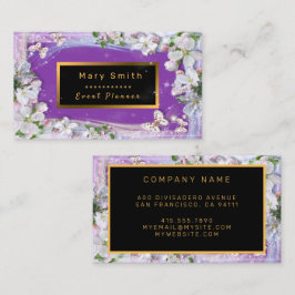 Elegante Purple Gold Añade tu tarjeta de visita de