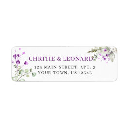 Elegante Purple Lavander Flores Etiqueta Moderna