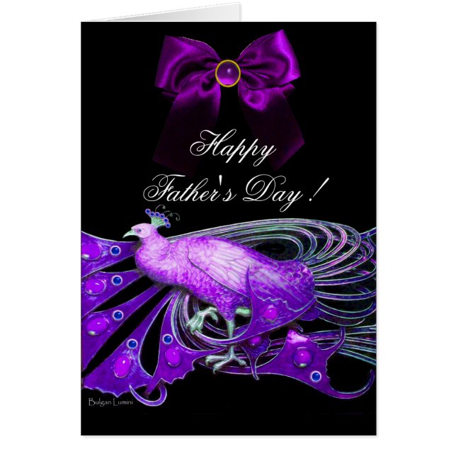 ELEGANTE PURPLE PEACOCK, GEM STONE, BOW Día del Pa (Frente)