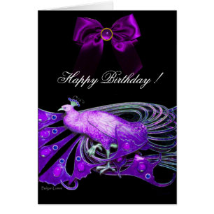 ELEGANTE PURPLE PEACOCK, GEM STONE Y BOW CUMPLEAÑO