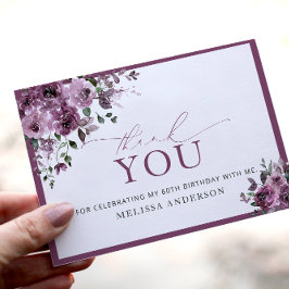 Elegante Púrpura Floral 60 cumpleaños Tarjeta de a