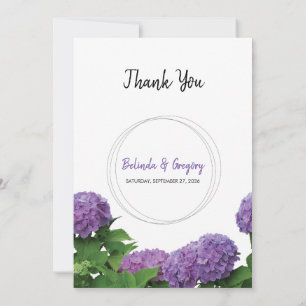 Elegante Púrpura Hydrangea Boda Gracias Tarjeta