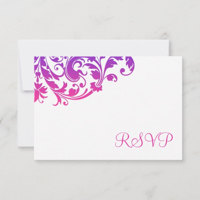 Elegante Púrpura Rosa Flourish RSVP (Anverso)