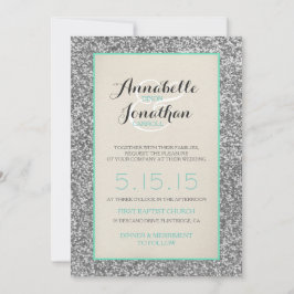 Elegante Purpurina Boda Invitación Invitación