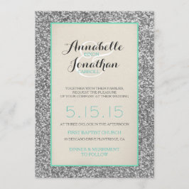 Elegante Purpurina Boda Invitación Invitación