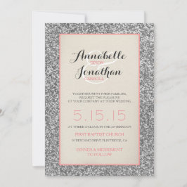 Elegante Purpurina Boda Invitación Invitación