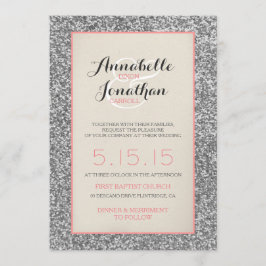 Elegante Purpurina Boda Invitación Invitación