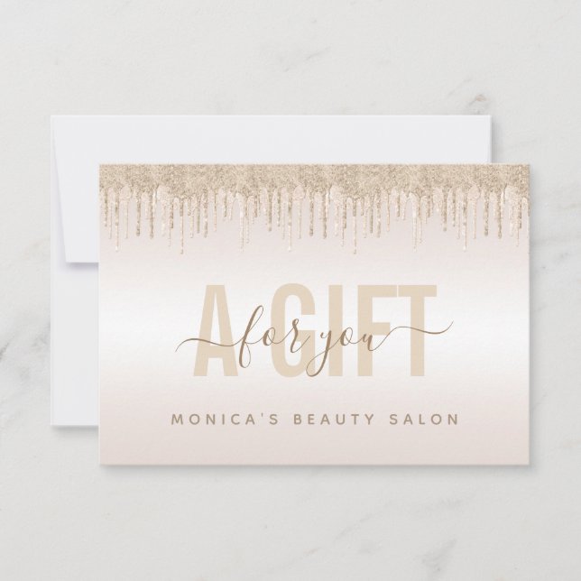 Elegante Purpurina de champán con salón de belleza (Anverso)